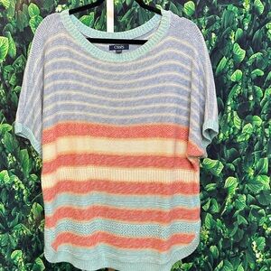 Chaps Women's Multicolor Striped Short Sleeve sweater  XL